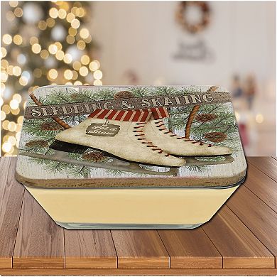 COURTSIDE MARKET Ice Skates Evergreen Artboard Lid Candle