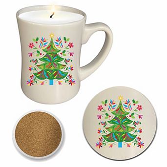 COURTSIDE MARKET Festive Tree Hot Cocoa 19-oz. Scented Candle Mug & Coaster Set