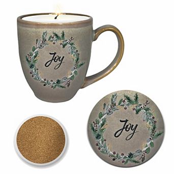 COURTSIDE MARKET Joy Wreath Snickerdoodle 16-oz. Scented Candle Mug & Coaster Set