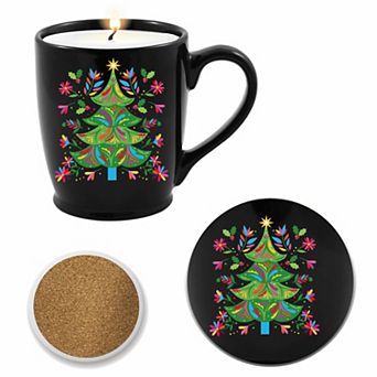 COURTSIDE MARKET Festive IV Brown Sugar 16-oz. Scented Candle Mug & Coaster Set