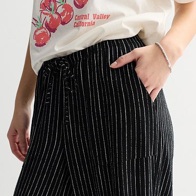Juniors' Pink Republic Wide Leg Linen Blend Pants