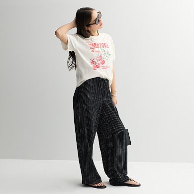 Juniors' Pink Republic Wide Leg Linen Blend Pants