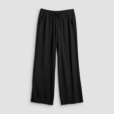 Juniors' Pink Republic Wide Leg Linen Blend Pants