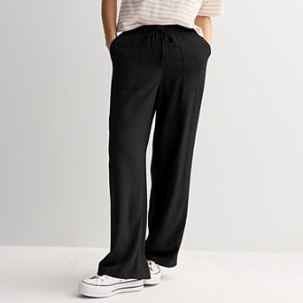 Juniors' Pink Republic Wide Leg Linen Blend Pants