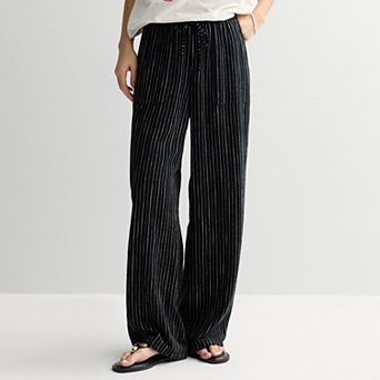 Juniors' Pink Republic Wide Leg Linen Blend Pants