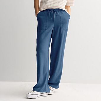 Juniors' Pink Republic Wide Leg Linen Blend Pants