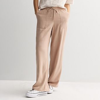 Juniors' Pink Republic Wide Leg Linen Blend Pants