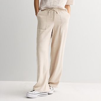 Juniors' Pink Republic Wide Leg Linen Blend Pants