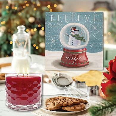 COURTSIDE MARKET Believe Snow Globe Wall Art & Hot Cocoa 13.5-oz. Scented Candle Jar Set