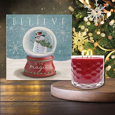 COURTSIDE MARKET Believe Snow Globe Wall Art & Hot Cocoa 13.5-oz. Scented Candle Jar Set