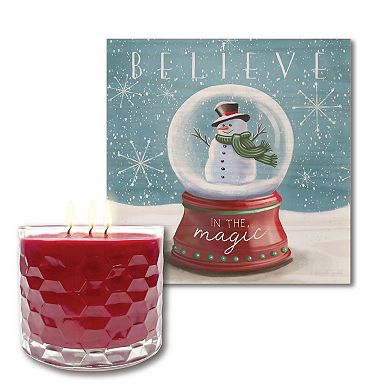 COURTSIDE MARKET Believe Snow Globe Wall Art & Hot Cocoa 13.5-oz. Scented Candle Jar Set