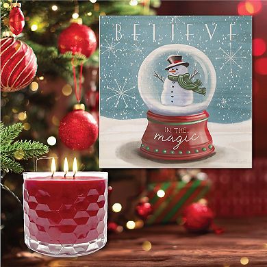 COURTSIDE MARKET Believe Snow Globe Wall Art & Hot Cocoa 13.5-oz. Scented Candle Jar Set