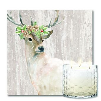 COURTSIDE MARKET Winter Buck Wall Art & Snickerdoodle 13.5-oz. Scented Candle Jar Set