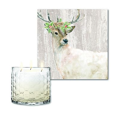 COURTSIDE MARKET Winter Buck Wall Art & Snickerdoodle 13.5-oz. Scented Candle Jar Set
