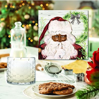 COURTSIDE MARKET Here Comes Santa Wall Art & Sugar Cookie 13.5-oz. Scented Candle Jar Set