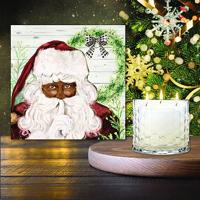 COURTSIDE MARKET Here Comes Santa Wall Art & Sugar Cookie 13.5-oz. Scented Candle Jar Set