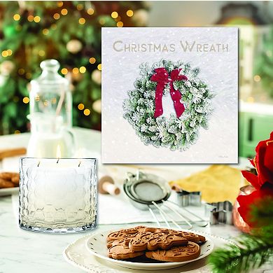 COURTSIDE MARKET Christmas Wreath Artboard & Evergreen 13.5-oz. Scented Candle Jar Set