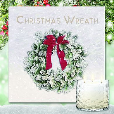 COURTSIDE MARKET Christmas Wreath Artboard & Evergreen 13.5-oz. Scented Candle Jar Set