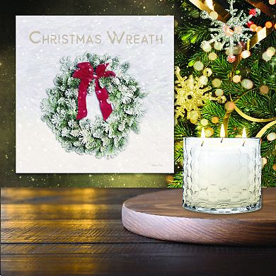 COURTSIDE MARKET Christmas Wreath Artboard & Evergreen 13.5-oz. Scented Candle Jar Set
