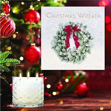 COURTSIDE MARKET Christmas Wreath Artboard & Evergreen 13.5-oz. Scented Candle Jar Set