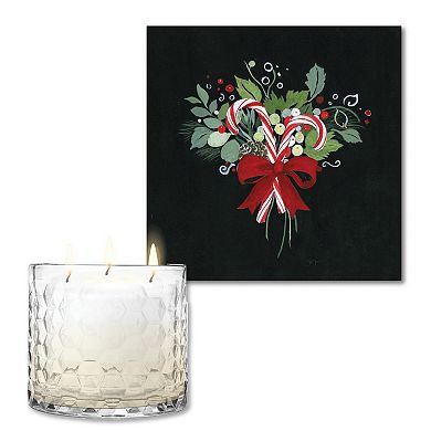 COURTSIDE MARKET Candy Cane Sprig Wall Art & Candy Cane 13.5-oz. Scented Candle Jar Set