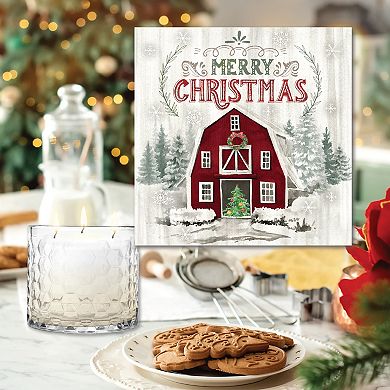 COURTSIDE MARKET Christmas Barn Wall Art & Evergreen 13.5-oz. Scented Candle Jar Set