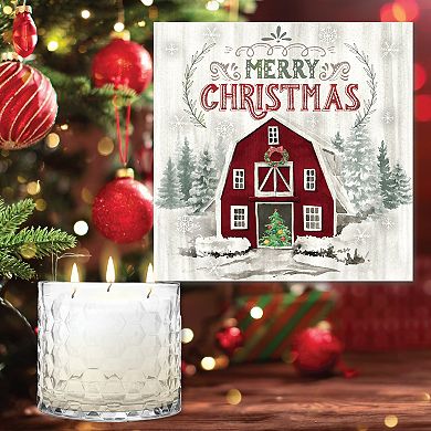 COURTSIDE MARKET Christmas Barn Wall Art & Evergreen 13.5-oz. Scented Candle Jar Set