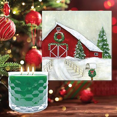 COURTSIDE MARKET Winter Barn Artboard & Evergreen 13.5-oz. Scented Candle Jar Set