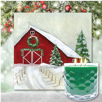 COURTSIDE MARKET Winter Barn Artboard & Evergreen 13.5-oz. Scented Candle Jar Set