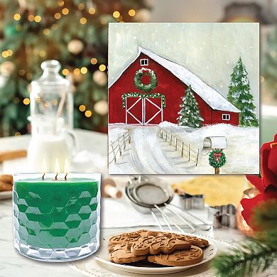 COURTSIDE MARKET Winter Barn Artboard & Evergreen 13.5-oz. Scented Candle Jar Set