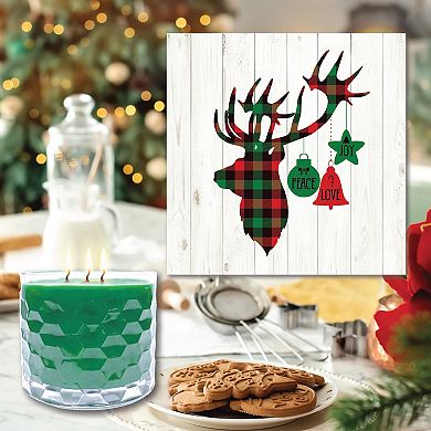 COURTSIDE MARKET Deer Plaid Wall Art & Evergreen 13.5-oz. Scented Candle Jar Set