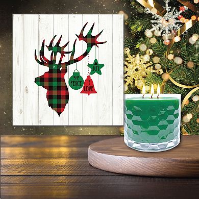 COURTSIDE MARKET Deer Plaid Wall Art & Evergreen 13.5-oz. Scented Candle Jar Set
