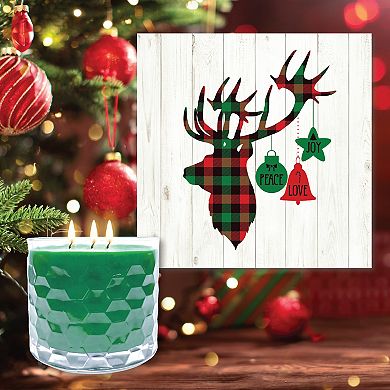 COURTSIDE MARKET Deer Plaid Wall Art & Evergreen 13.5-oz. Scented Candle Jar Set