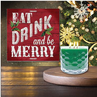 COURTSIDE MARKET Eat Drink Be Merry Wall Art & Evergreen 13.5-oz. Scented Candle Jar Set