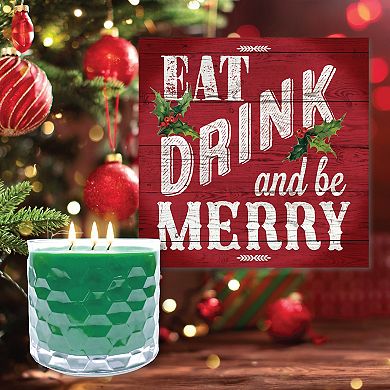 COURTSIDE MARKET Eat Drink Be Merry Wall Art & Evergreen 13.5-oz. Scented Candle Jar Set