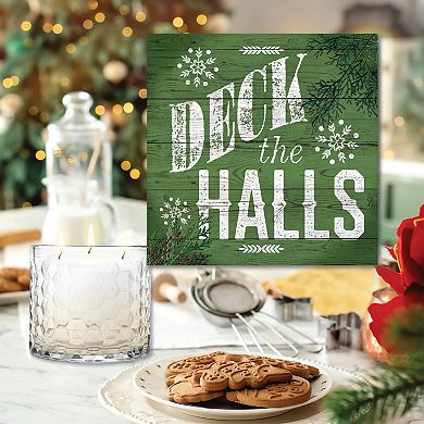 COURTSIDE MARKET Deck The Halls Wall Art & Evergreen 13.5-oz. Scented Candle Jar Set