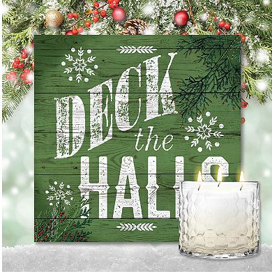 COURTSIDE MARKET Deck The Halls Wall Art & Evergreen 13.5-oz. Scented Candle Jar Set