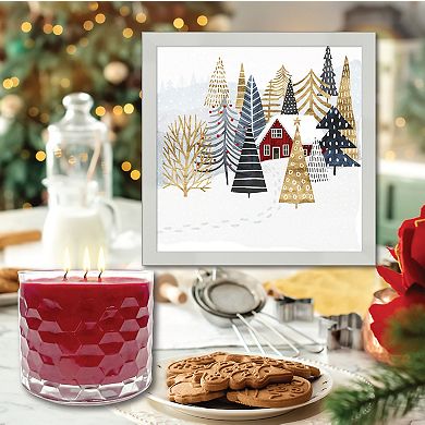 COURTSIDE MARKET Chalet I Framed Wall Art & Winter Cranberry 13.5-oz. Scented Candle Jar Set