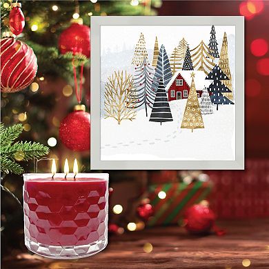COURTSIDE MARKET Chalet I Framed Wall Art & Winter Cranberry 13.5-oz. Scented Candle Jar Set