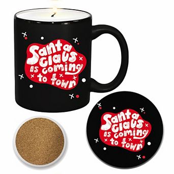COURTSIDE MARKET Santa Claus Candle Mug & Coaster Set