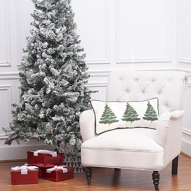C&F Home Flocked Christmas Trees Decorative Throw Pillow