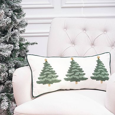 C&F Home Flocked Christmas Trees Decorative Throw Pillow