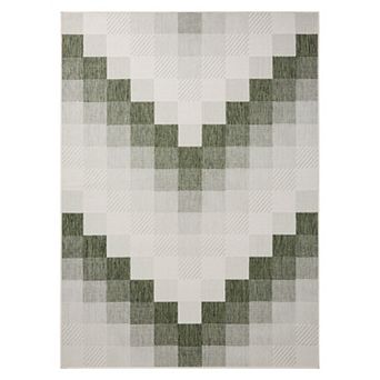Nicole Miller New York Patio Country Ombre Chevron Indoor / Outdoor Area Rug
