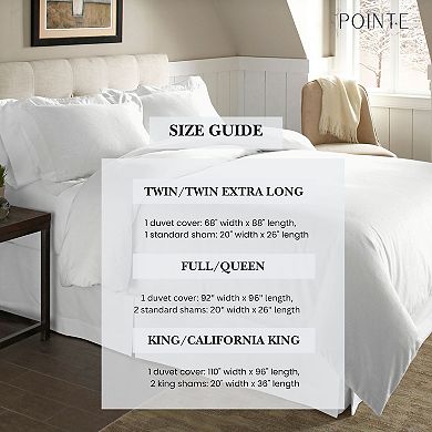 Pointehaven Brushed Soft Cotton Flannel Oversized Duvet Cover Set With Shams