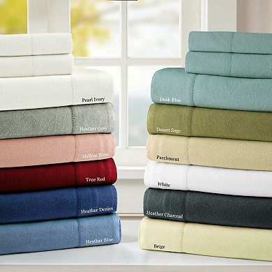 Pointehaven Brushed Soft Cotton Flannel Oversized Duvet Cover Set With Shams