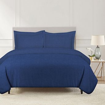 Pointehaven Brushed Soft Cotton Flannel Oversized Duvet Cover Set With Shams