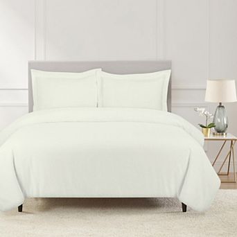 Pointehaven Brushed Soft Cotton Flannel Oversized Duvet Cover Set With Shams