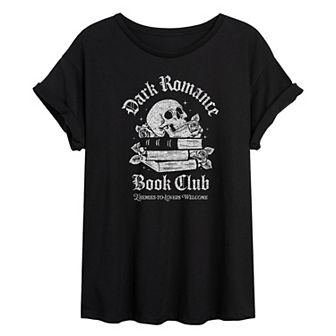 Juniors' Dark Romance Book Club Distressed Oversized Tee
