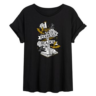 Juniors' Fearless Reader Oversized Tee