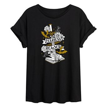 Juniors' Fearless Reader Oversized Tee